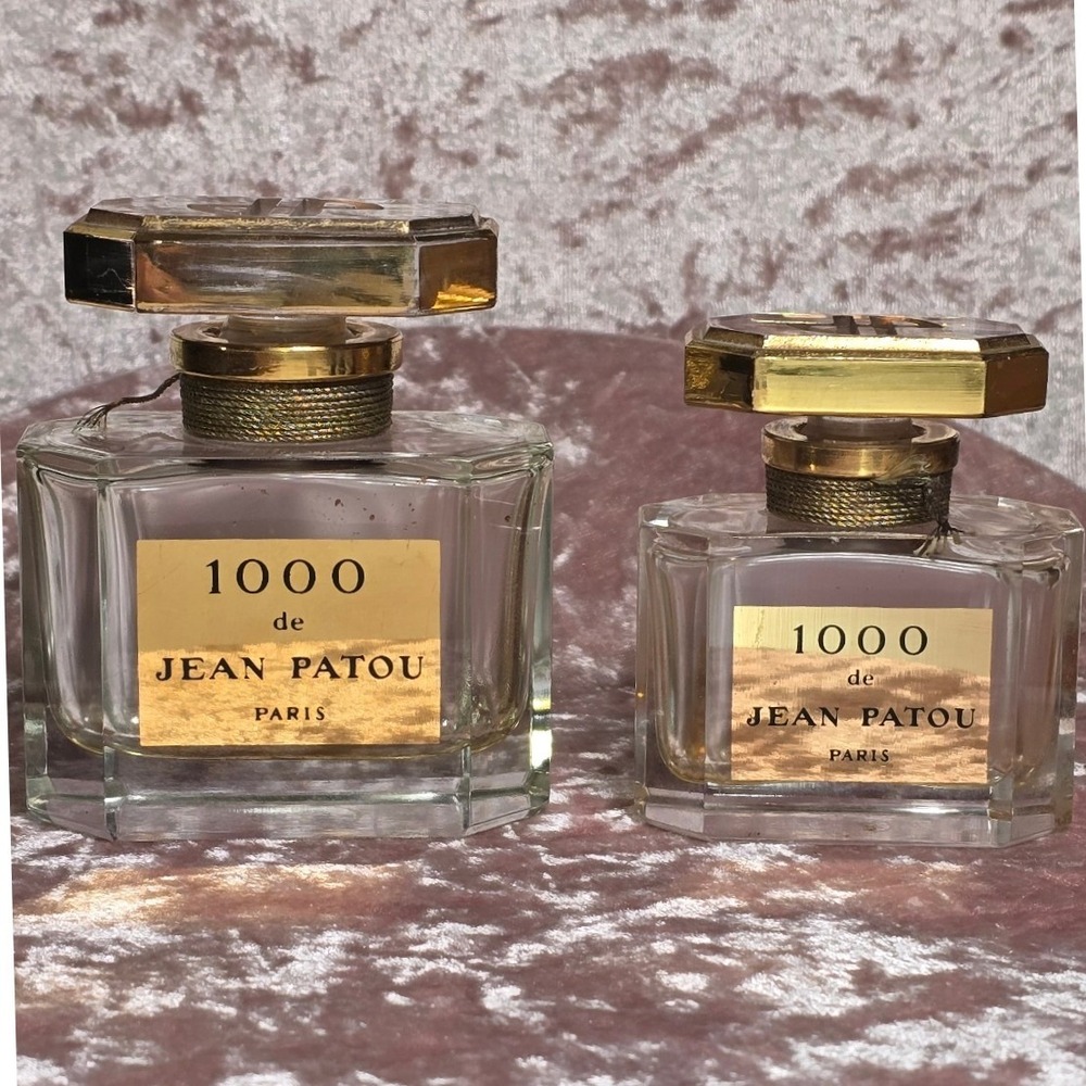 Jean Patou 1000 Paris Vintage Perfume Bottles Set of 2 Crystal Glass Collectible